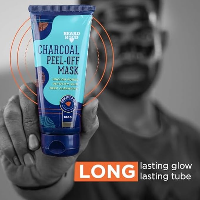 BEARDHOOD ACTIVATED CHARCOAL PEEL OFF MASK,100G | DEEP CLEANSING | BLACKHEADS REMOVAL | DEAD SKIN REMOVAL | SULPHATE AND PARABEN FREE (PEEL OFF MASK) - Image 4